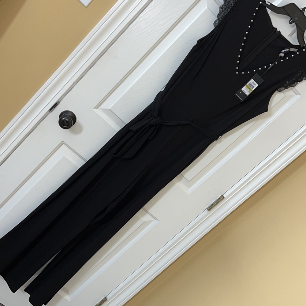 Karl Lagerfeld Black Pearl Lace Jumpsuit